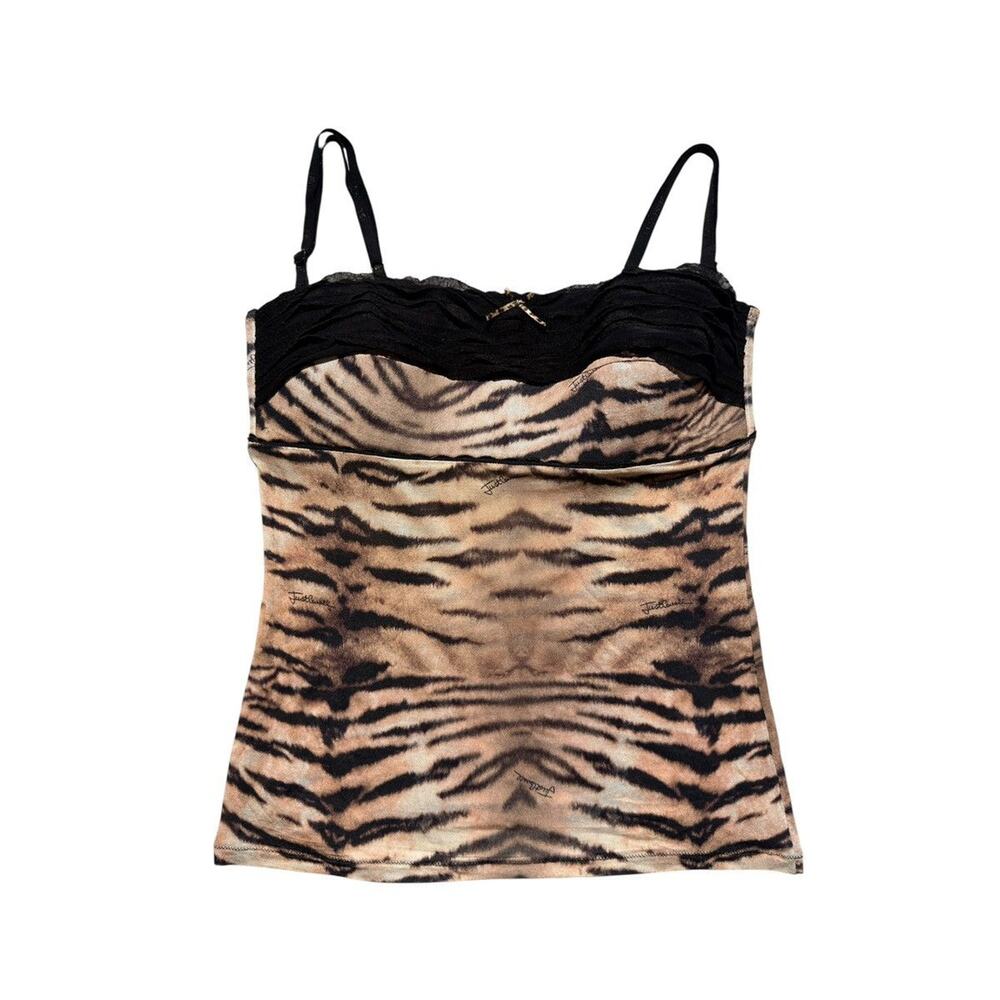 Animal print lace trim blouse